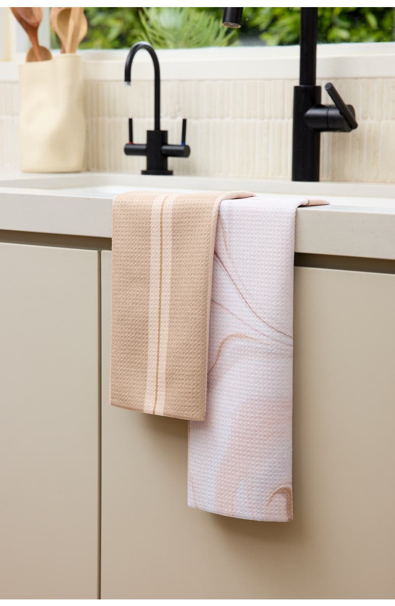 Geometry Kitchen Tea Towel Set, Alternate, color, Choco Mocha