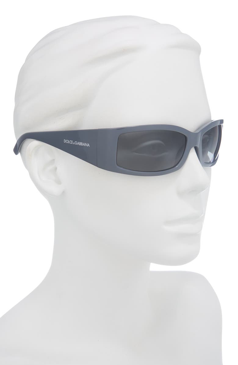 Dolce&Gabbana 61mm Polarized Rectangular Sunglasses, Alternate, color, Dark Grey