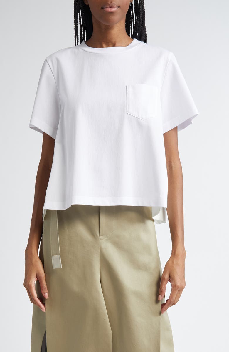 Sacai Nylon Twill & Cotton Jersey T-Shirt, Main, color, 