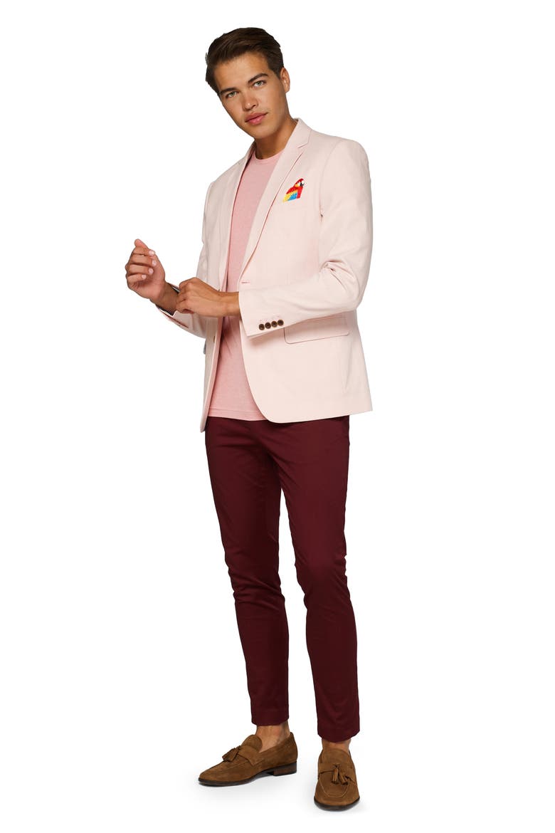Deluxe Tropical Bird Embroidered Sport Coat, Alternate, color, PINK
