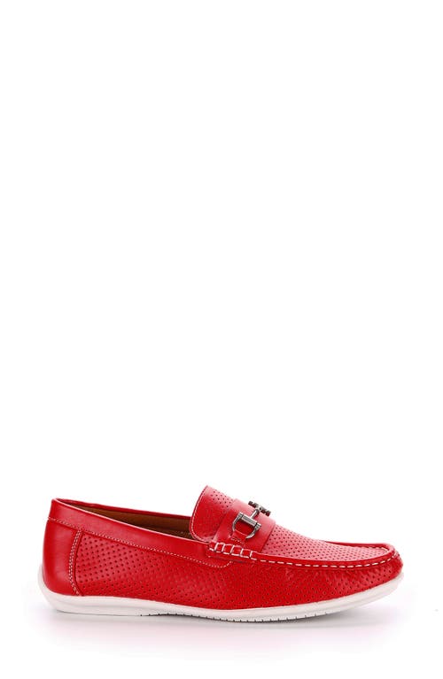 Aston Marc Perforated Bit Loafer In Red