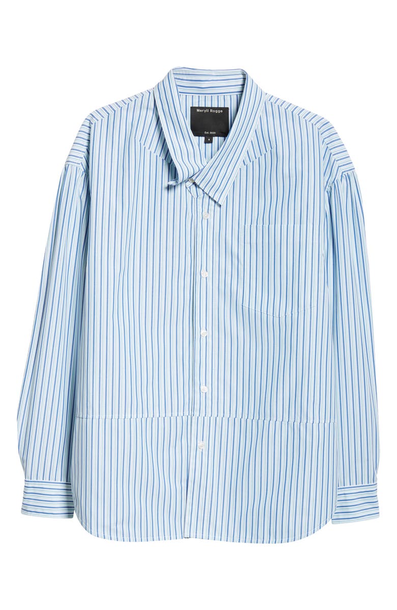 Meryll Rogge Boule Stripe Asymmetric Cotton Button-Up Shirt, Alternate, color, 