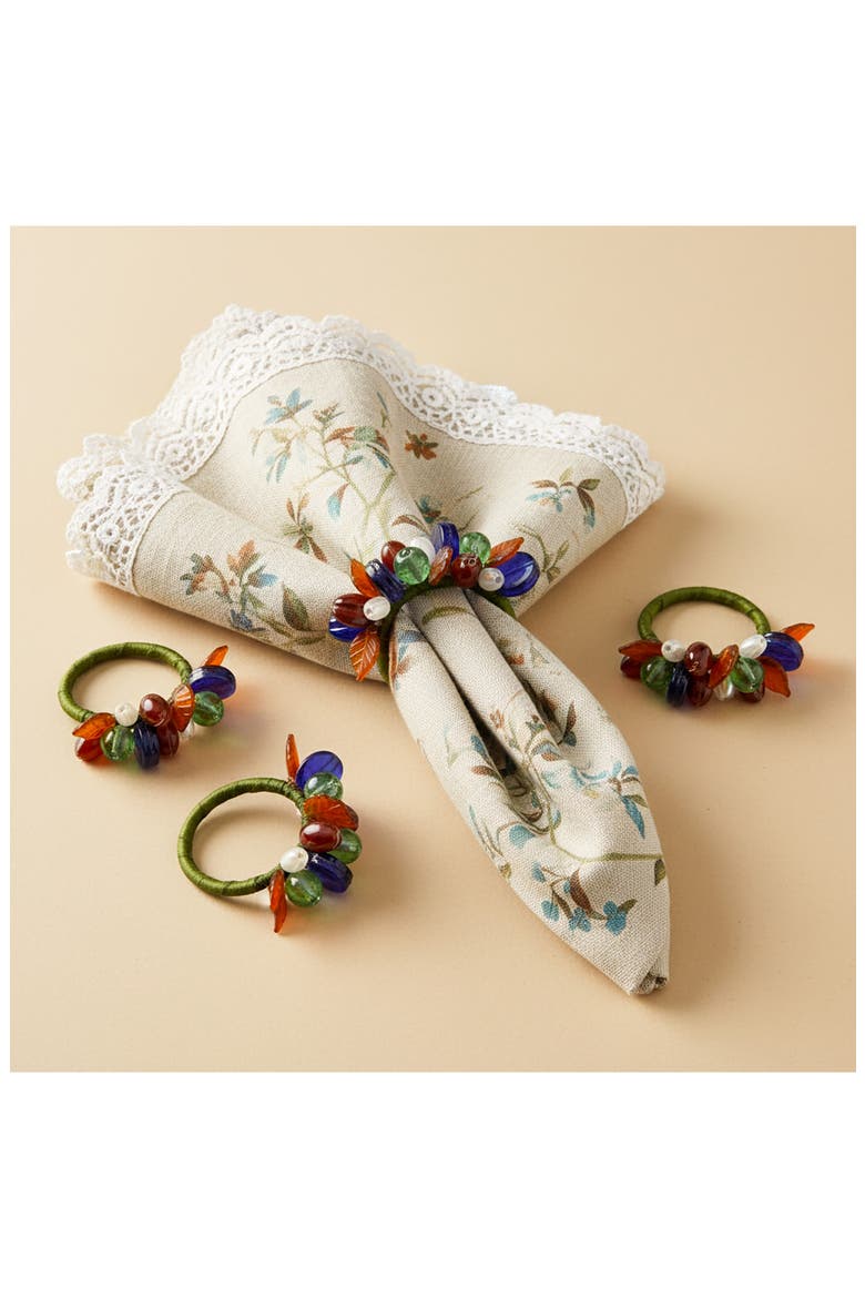 Forest Cluster Set of 4 Napkin Rings, Alternate, color, GREEN/ BLUE