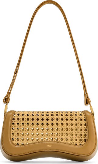 Joy Woven Inset Faux Leather Shoulder Bag