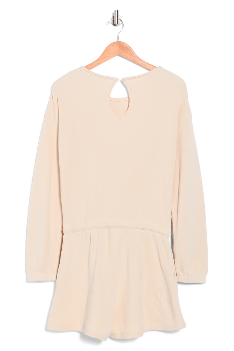Long Sleeve Ribbed Romper, Alternate, color, BIRCH