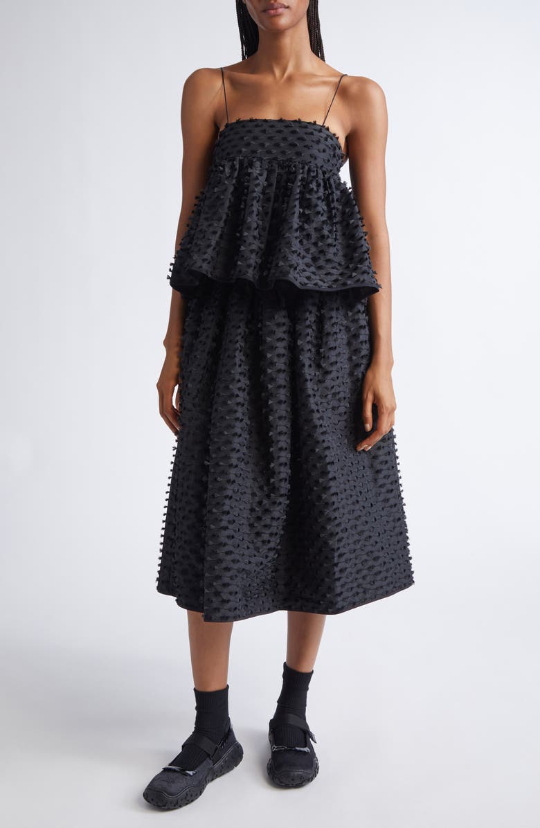 Cecilie Bahnsen Babette Fiamma Fil Coupé Peplum Top, Alternate, color, Black