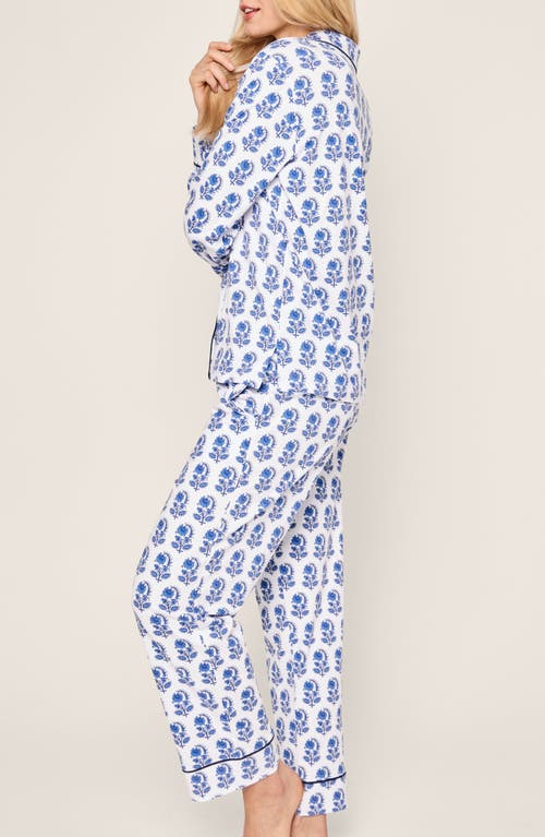 Petite Plume Cotton Vintage Ornaments Pajama Set In Blue