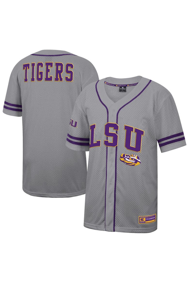 Men's Colosseum Gray LSU Tigers Free Spirited Baseball Jersey, Main, color, Gray