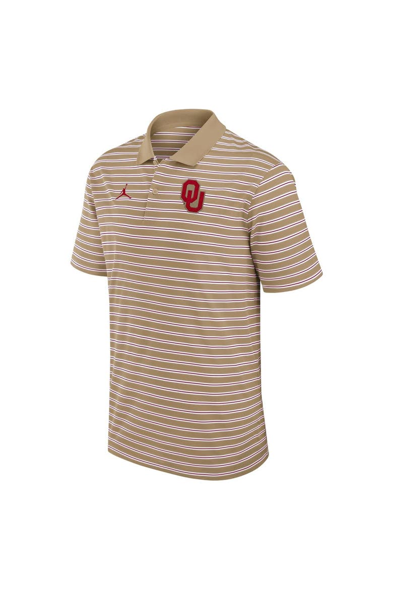 Men's Jordan Brand Tan/White Oklahoma Sooners Primetime Victory Striped Polo, Alternate, color, Tan