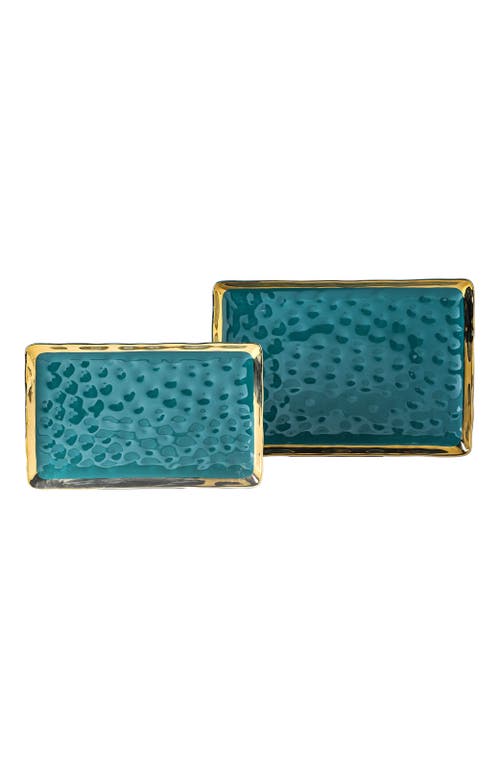 Stone Lain Florian Porcelain 2-piece Serving Rectangular Plate Set In Multi
