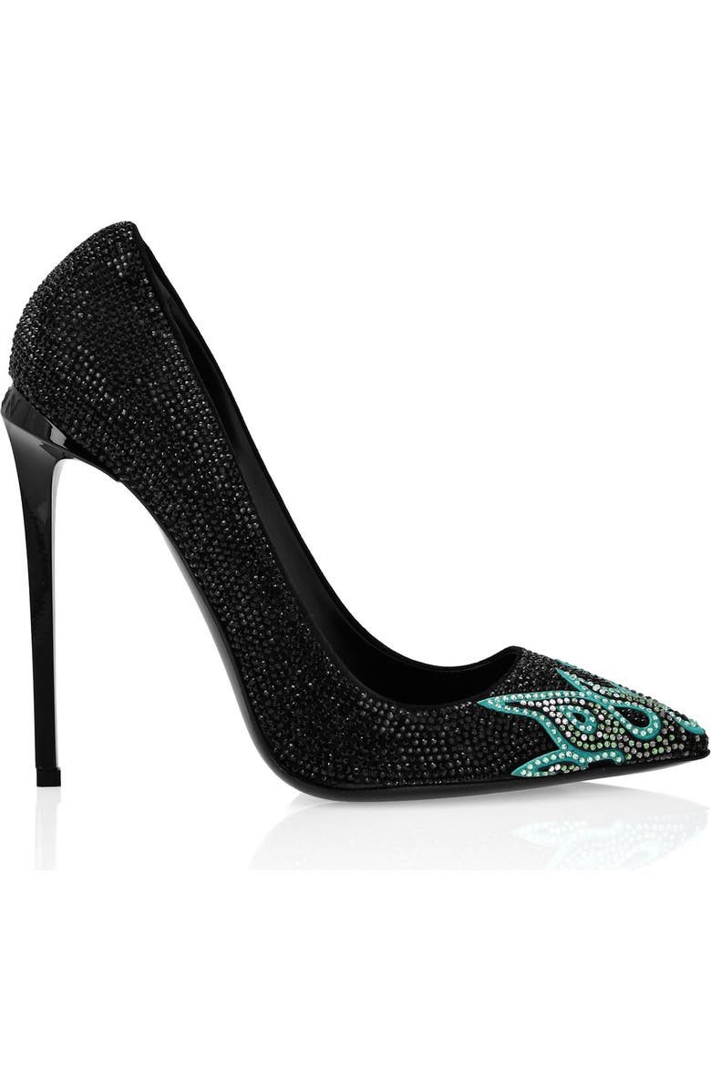 PHILIPP PLEIN Suede Strass Decollete High Heels Flame Women, Alternate, color, Black