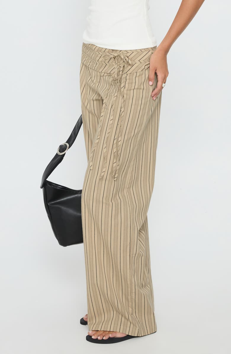 Princess Polly Seneca Wrap Waist Stripe Cotton Pants, Alternate, color, Beige Stripe
