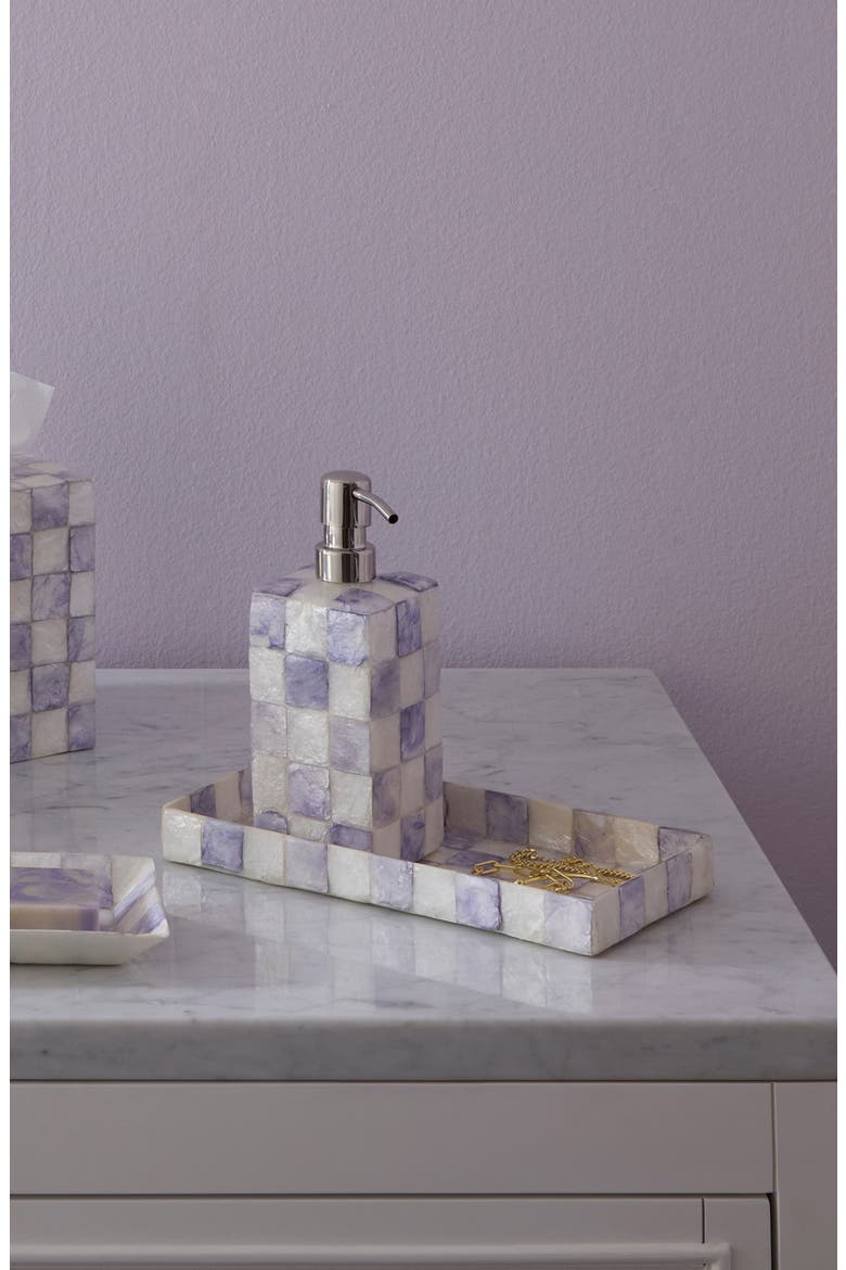Violet Check Capiz Vanity Tray, Alternate, color, VIOLET