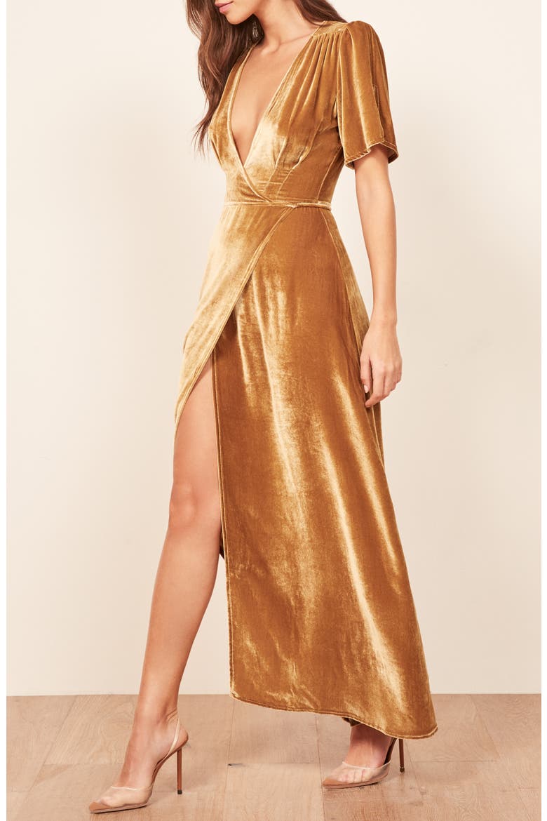 Tiffany Maxi Dress, Alternate, color, GOLD