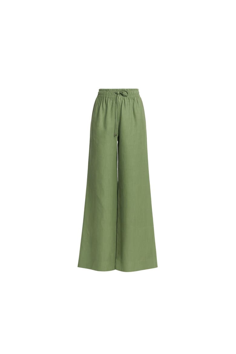 Ciel 100% Linen High-Waist Wide-Leg Pants, Alternate, color, Green
