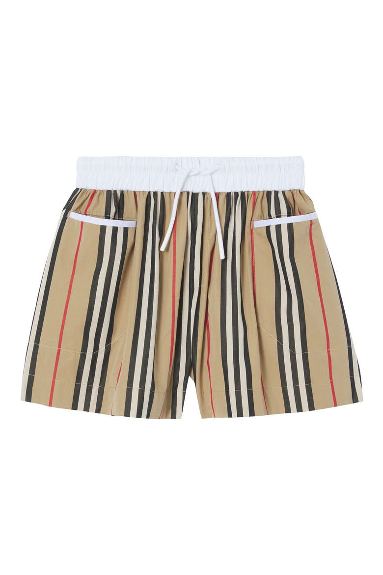 Kids' Sybil Icon Stripe Cotton Shorts, Main, color, ARCHIVE BEIGE IP S