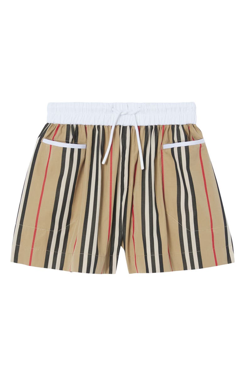 Burberry Kids' Sybil Icon Stripe Cotton Shorts, Main, color, 