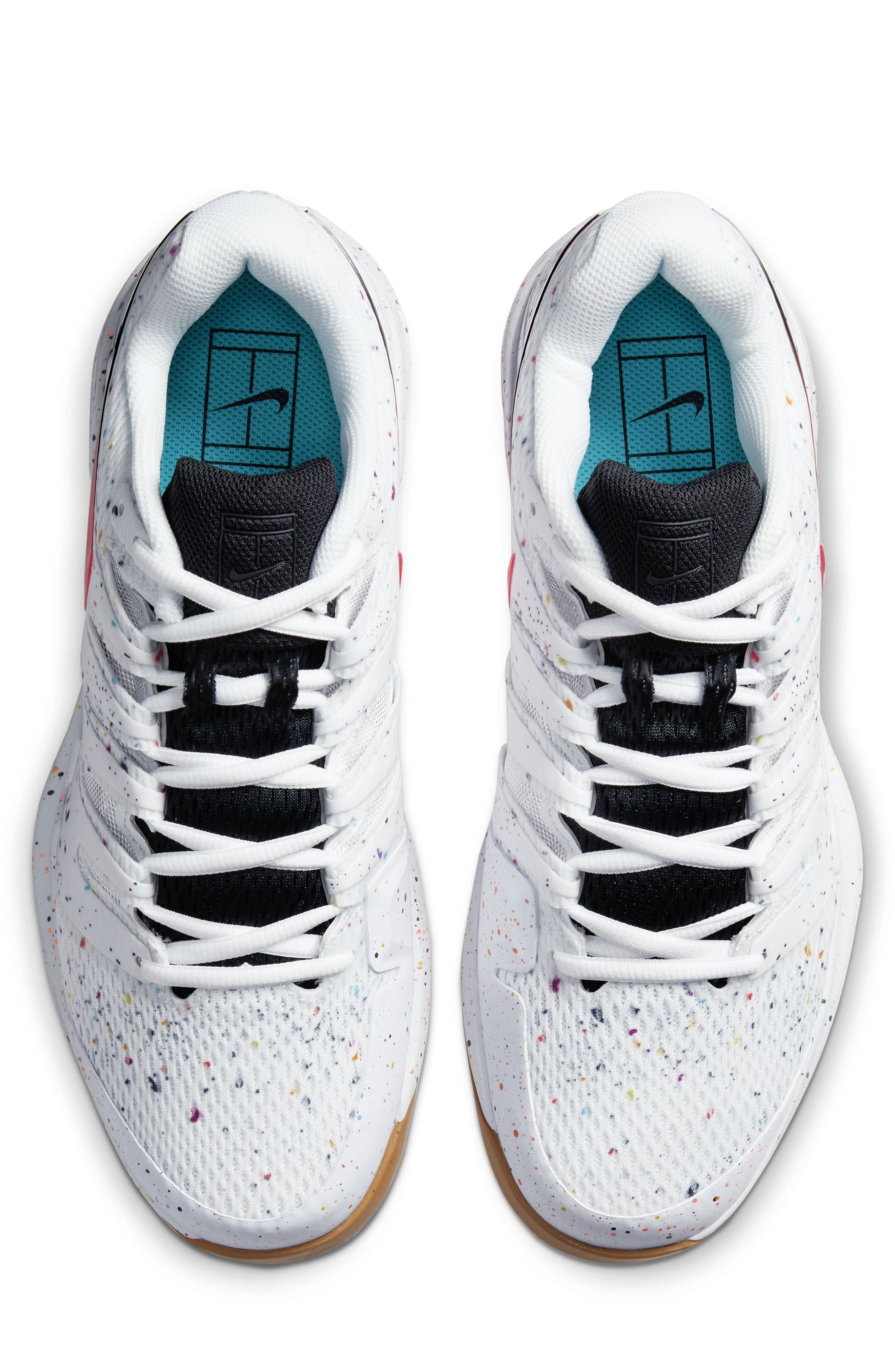 Court Air Zoom Vapor X Tennis Shoe, Alternate, color, WHITE/ AQUA/ OFF NOIR/ CRIMSON