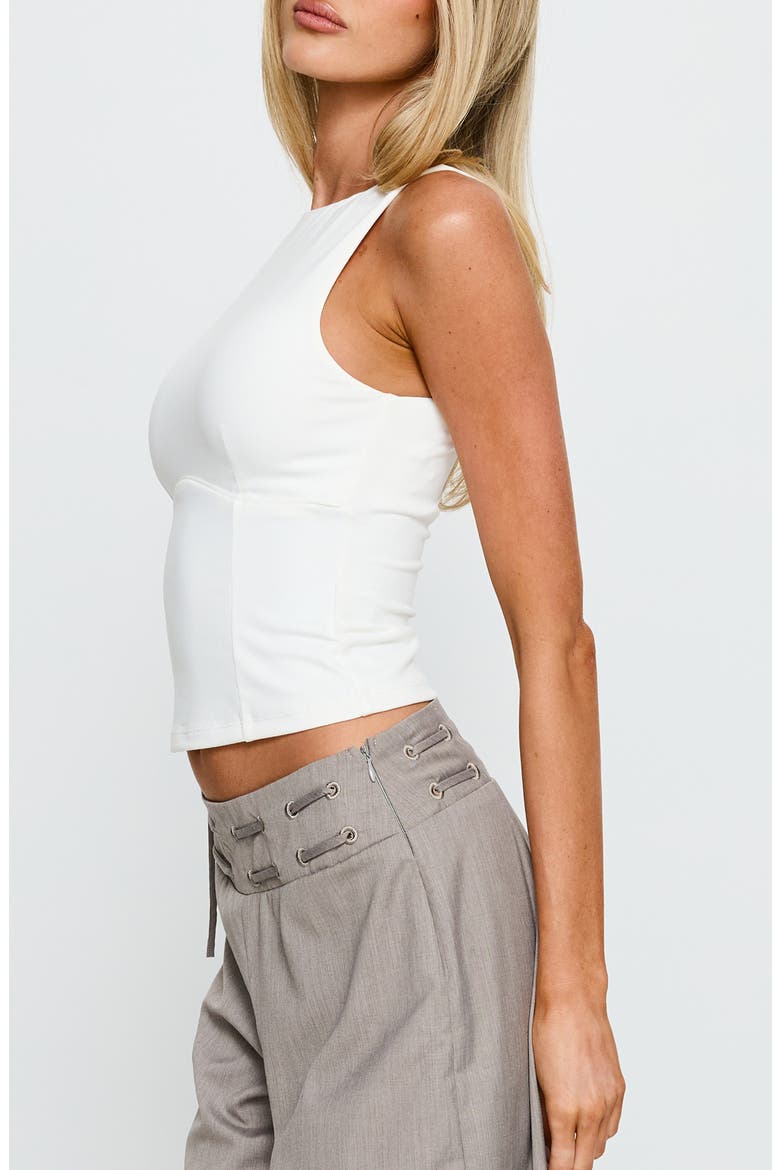Georgetta Fitted Crop Tank, Alternate, color, WHITE
