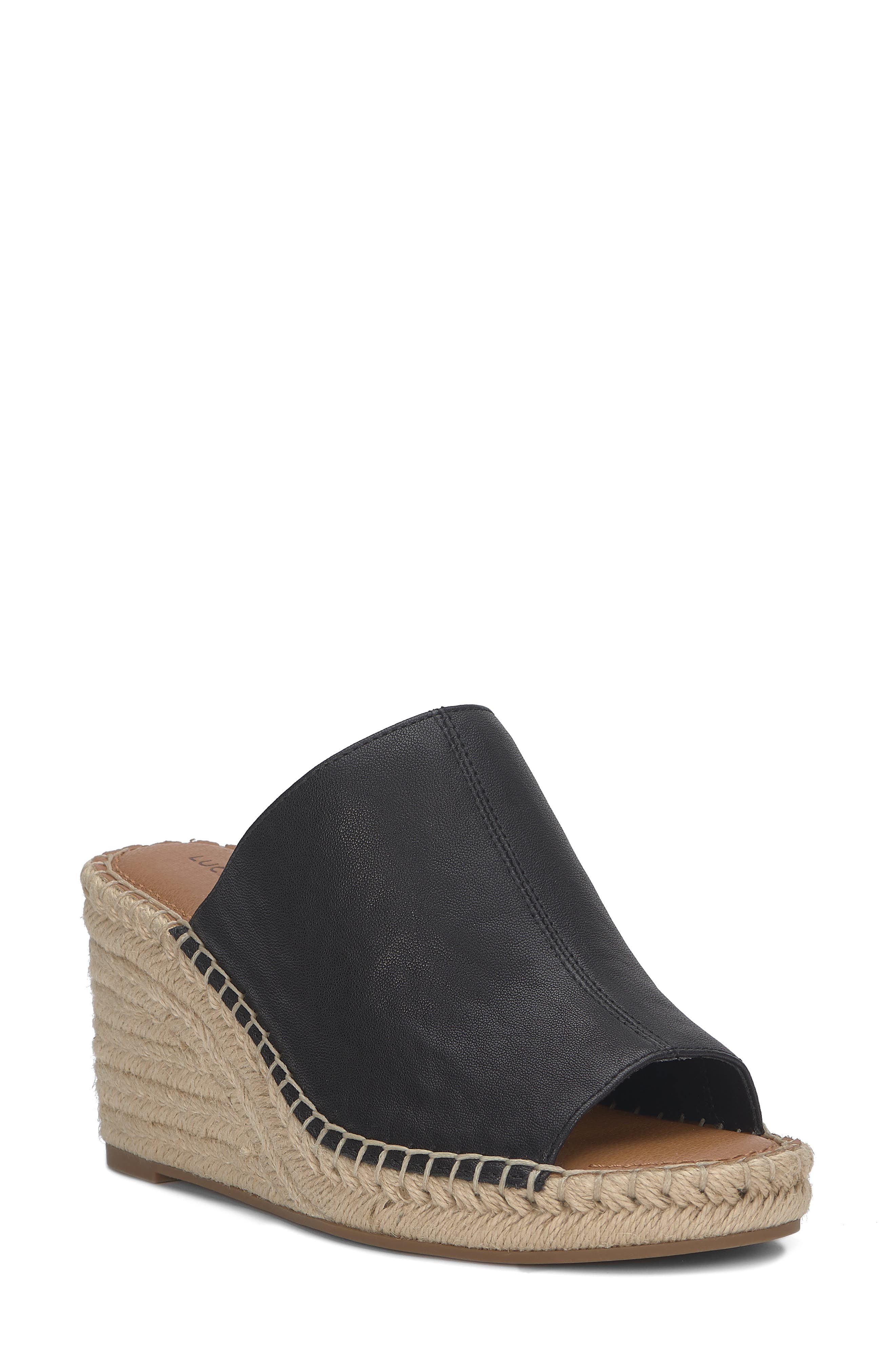 Lucky Brand Cabriah Espadrille Platform Wedge Slide Sandal, Main, color, Black Shsntw