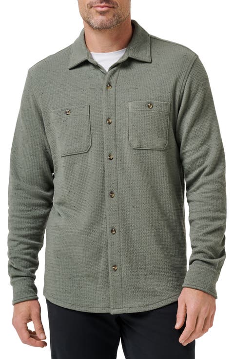 Cloud Waffle Knit Button-Up Shirt
