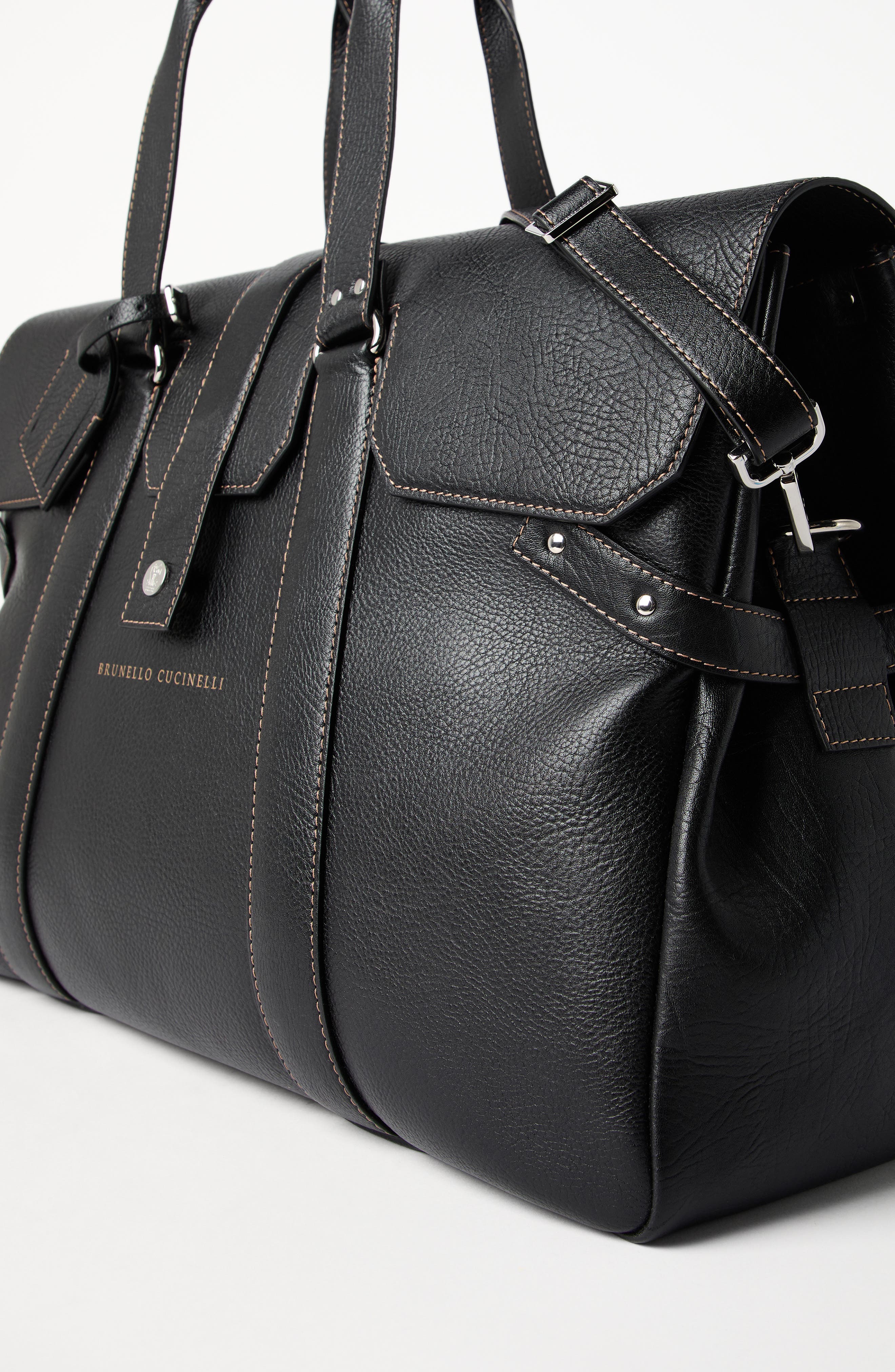 Brunello Cucinelli Grained calfskin Country Weekender bag, Alternate, color, 