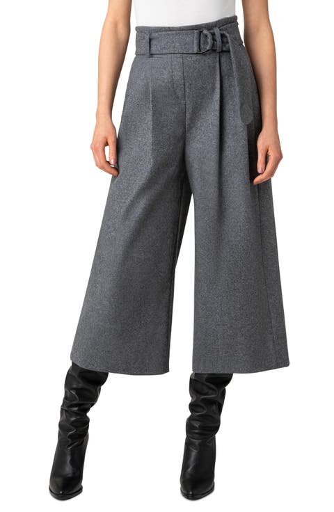 Fiorella Belted Wool Blend Flannel Culottes