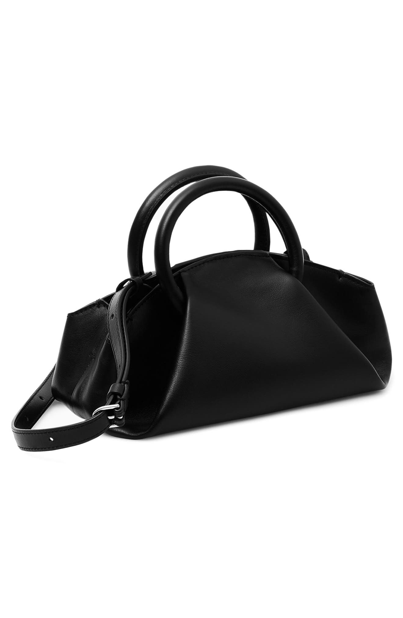 Fold Leather Micro Tote Bag, Alternate, color, BLACK DARK