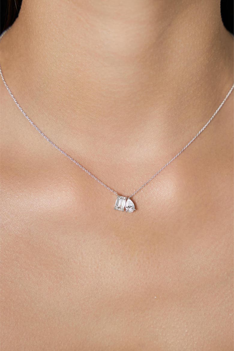 Aurelia 14K Gold Lab Grown Diamond Toi Et Moi Necklace - 1.5 Ct, Alternate, color, 14K White Gold