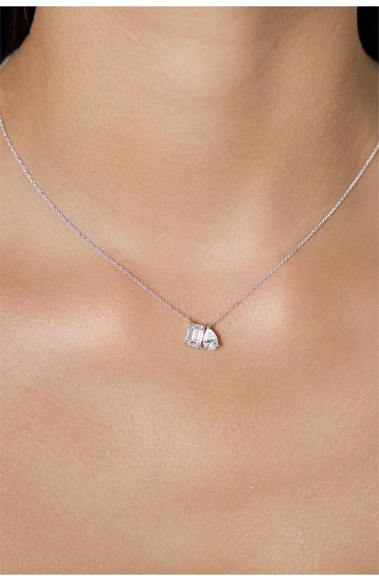 LuvMyJewelry Aurelia 14K Gold Lab Grown Diamond Toi Et Moi Necklace - 1.5 Ct, Alternate, color, 14K White Gold