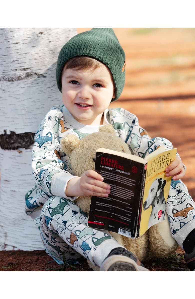 Deux par Deux Little Boy's Printed Fox Fleece Sweatpants Gray Mix, Alternate, color,