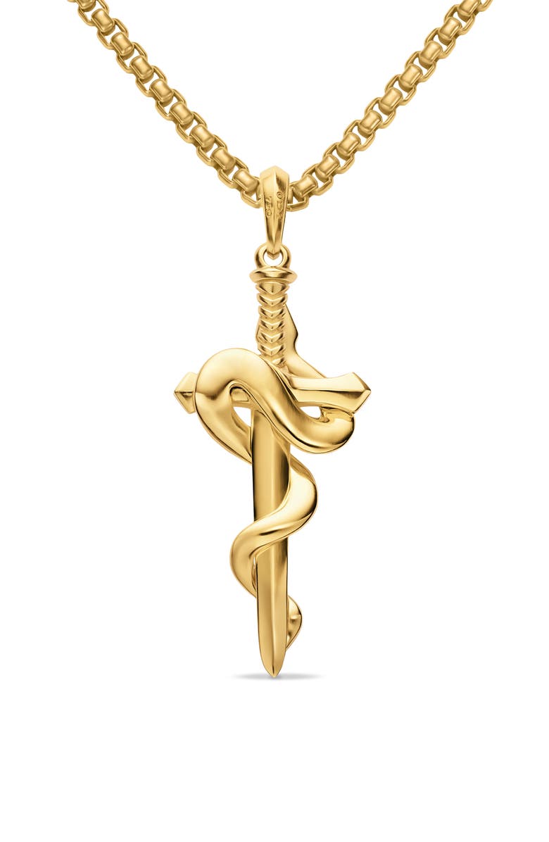 David Yurman Men's Ouroboros Snake Amulet with Diamonds, Alternate, color, Emerald