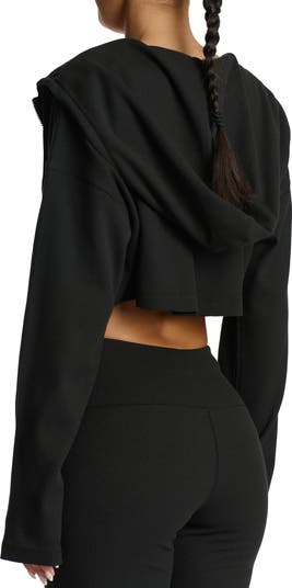Thermal Oversize Crop Hoodie
