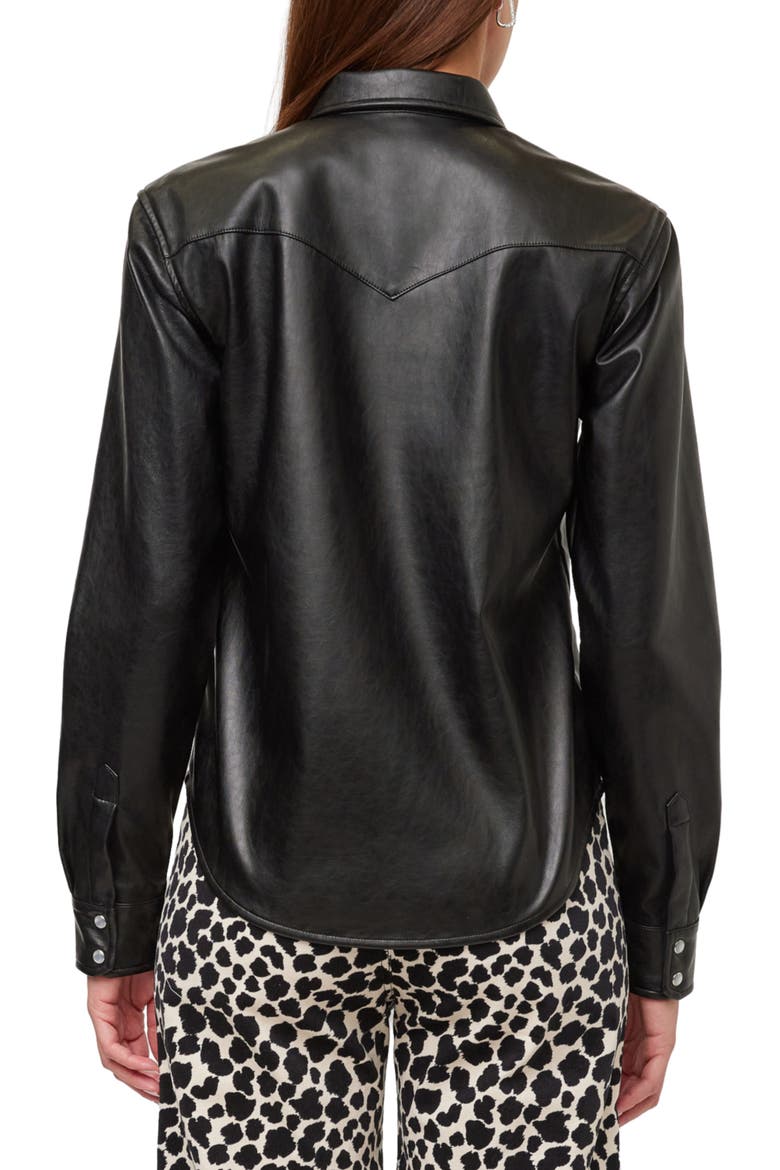 Anna Faux Leather Shirt, Alternate, color, BLACK