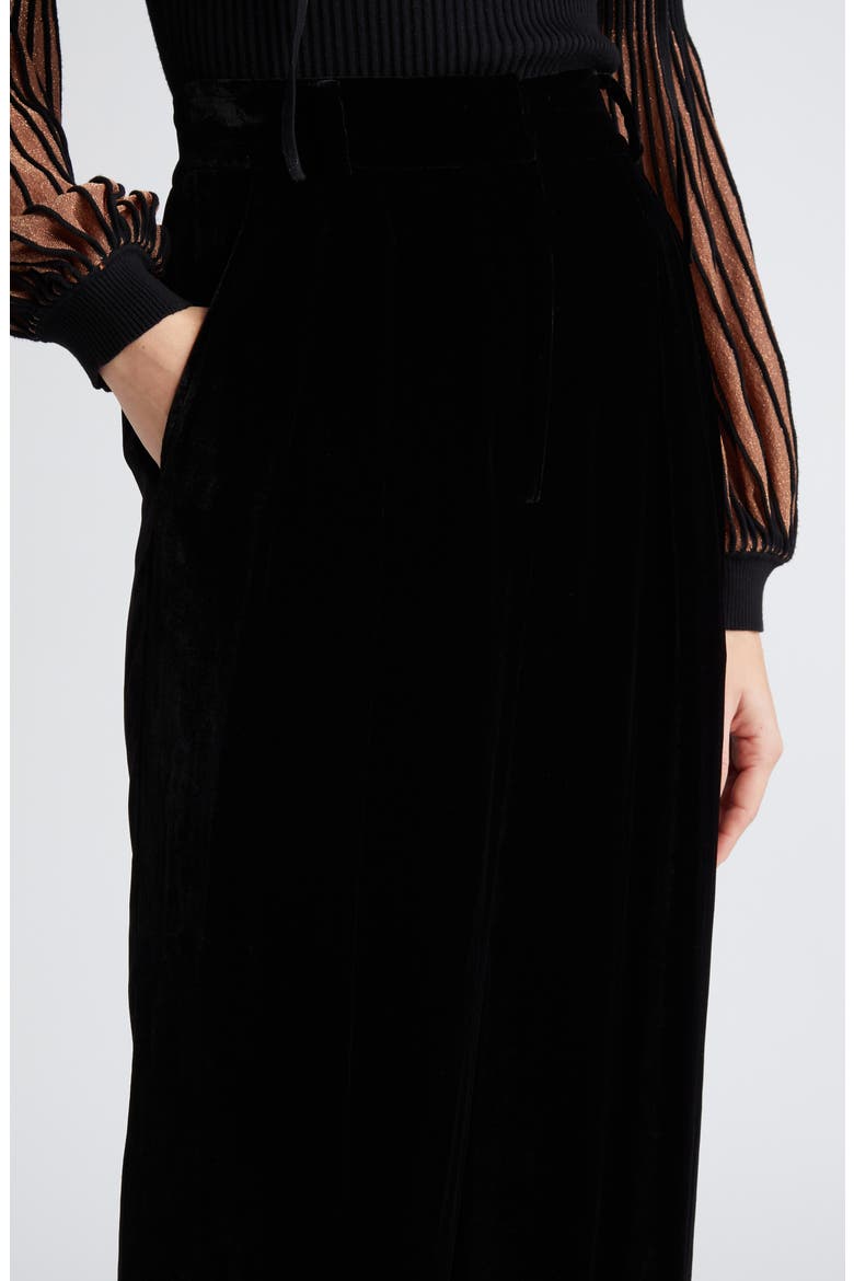 Veronica Wide Leg Velvet Pants, Alternate, color, NOIR