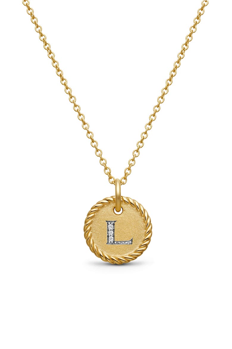 Cable Collectibles Diamond Initial Pendant Necklace, Main, color, L