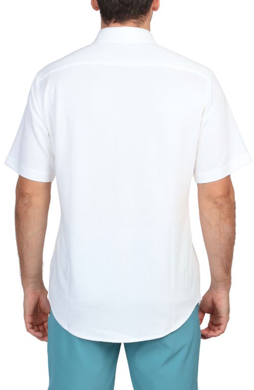 Tailorbyrd Solid Modal Blend Short Sleeve Shirt In White