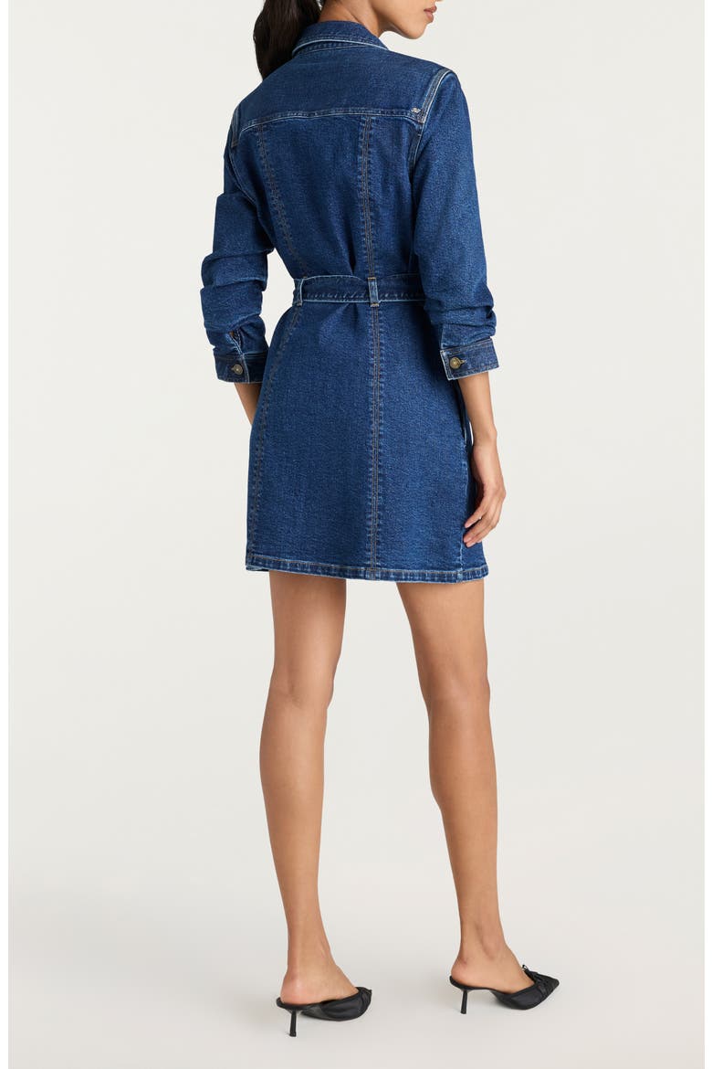 Clea Tie Belt Long Sleeve Denim Minidress, Alternate, color, OCEANE