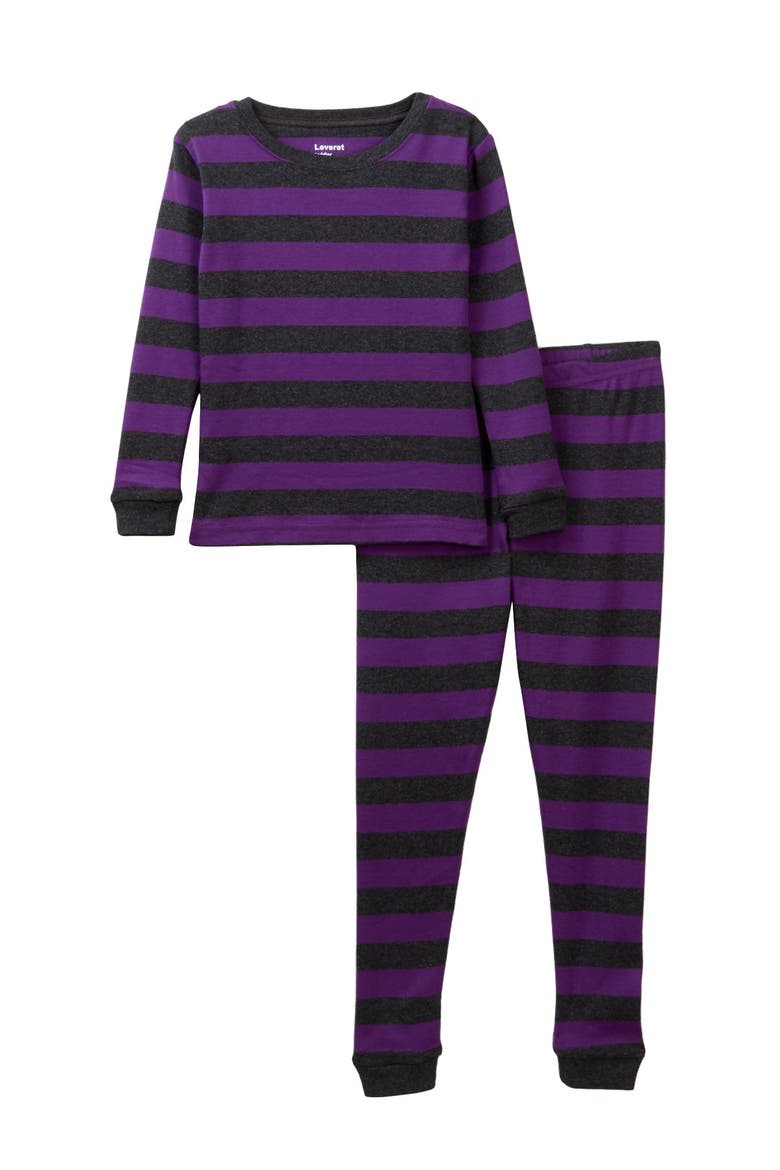Purple and Grey Stripes 2-Piece Pajama Set, Alternate, color, PURPLE/CHARCOAL