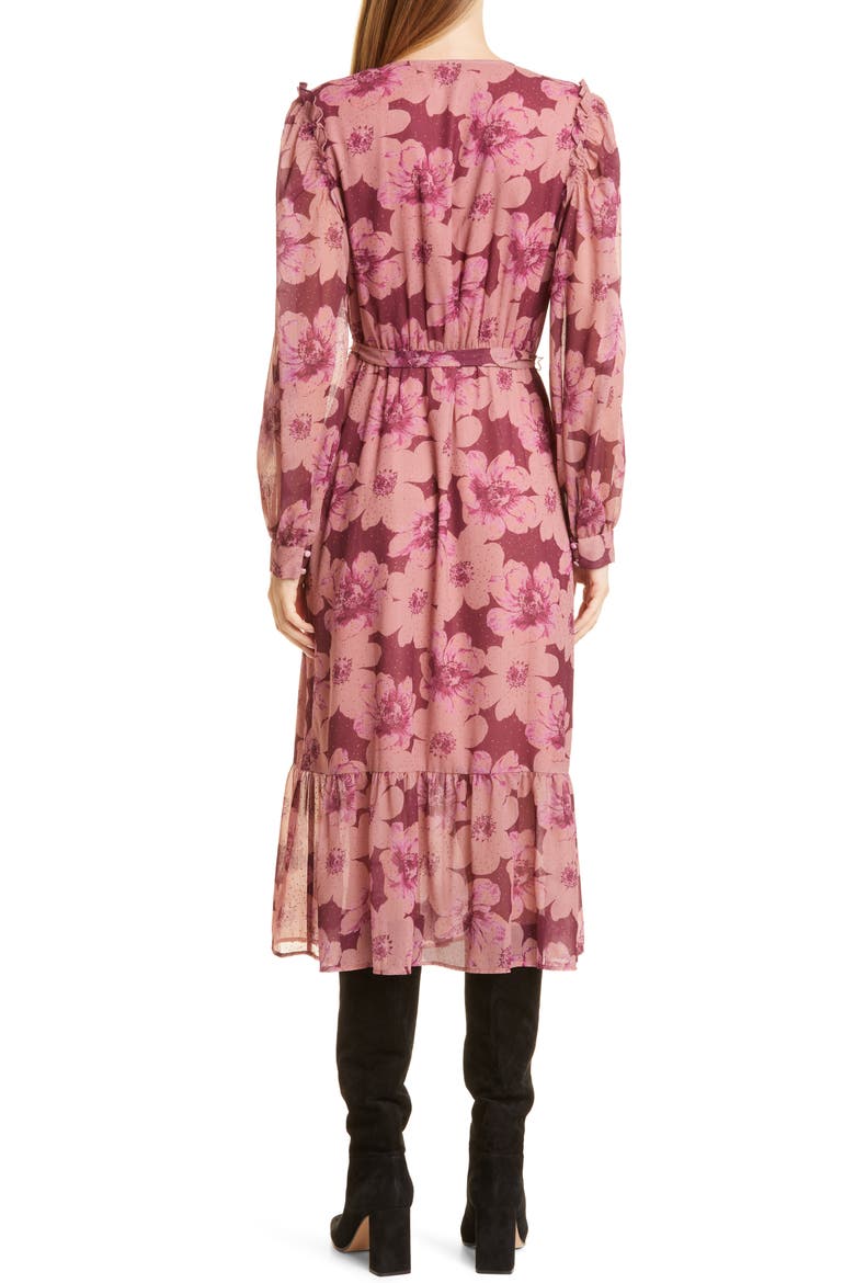 Aloe Long Sleeve Midi Wrap Dress, Alternate, color, MUTED MAUVE MULTI