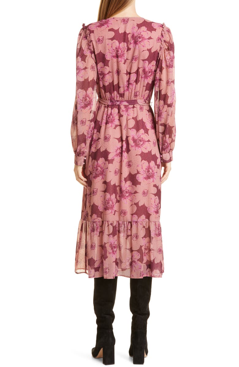 PAIGE Aloe Long Sleeve Midi Wrap Dress, Alternate, color, 