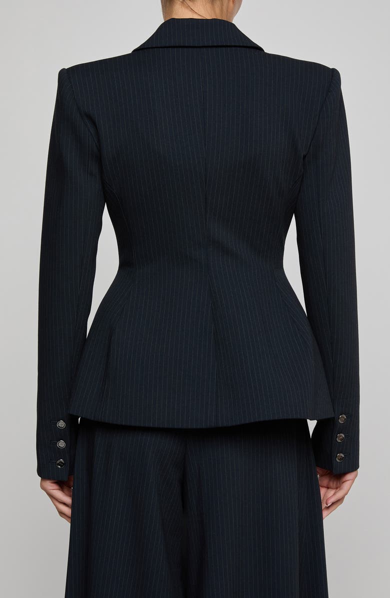 L'AGENCE Therese Cinch Waist Blazer, Alternate, color, Midnight/ Ivory Pinstripe