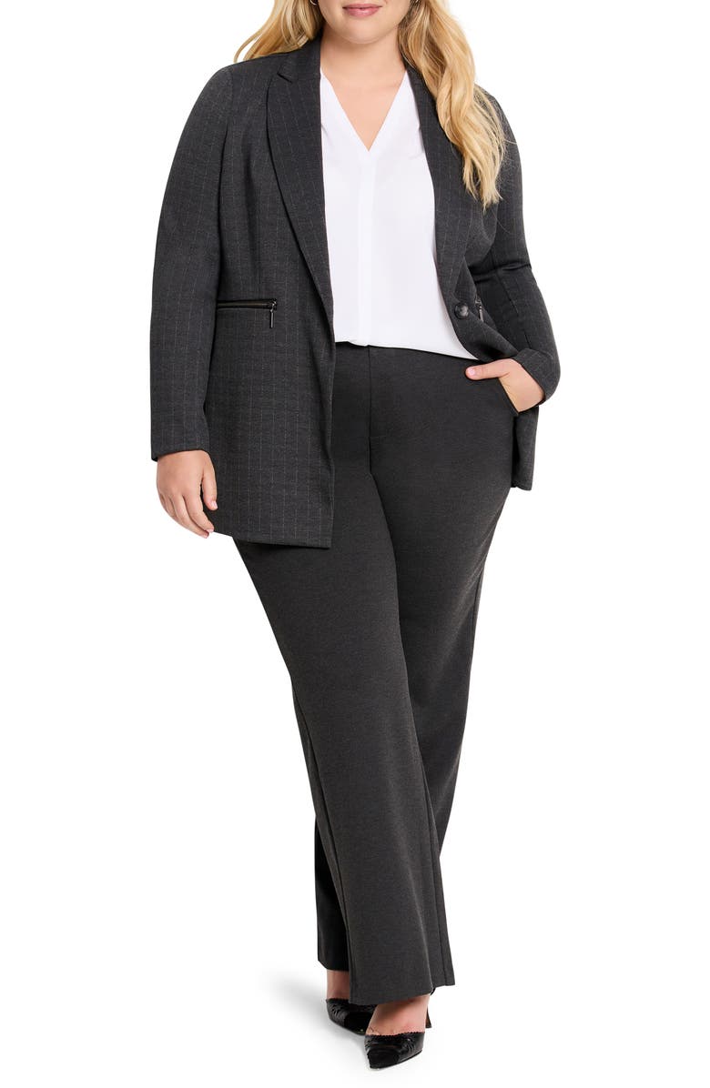 NIC+ZOE Pinstripe Ponte Knit Jacket, Alternate, color, Grey Multi