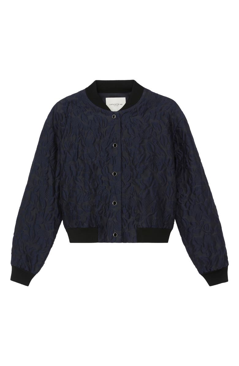 Lafayette 148 New York Floral Jacquard Cotton & Silk Blend Bomber Jacket, Alternate, color,