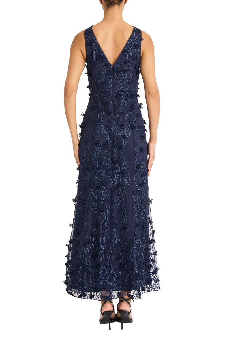 Floral Appliqué Sleeveless Gown, Alternate, color, NAVY BLAZER