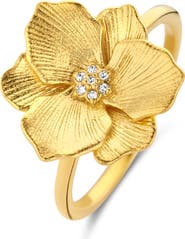 DPT Antwerp Jasmine Diamond Ring | 7 natural diamonds | 925 Sterling Silver | Ring | 7 | Yellow 18k-Gold Plated