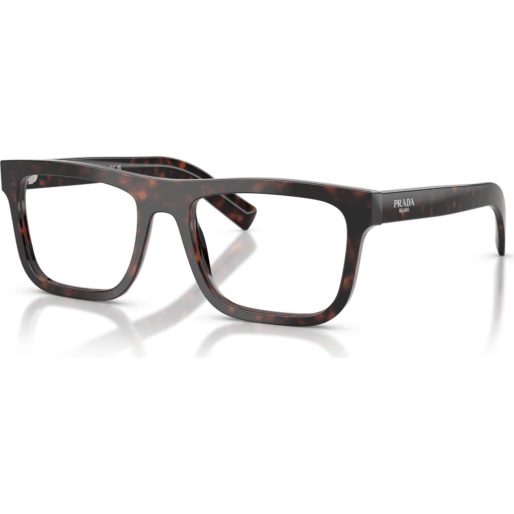 Prada 53mm Rectangle Optical Glasses In Brown