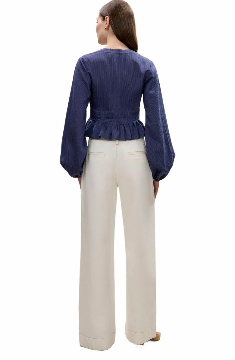 Rebecca Taylor Allegra Stripe Blouse, Alternate, color, Navy