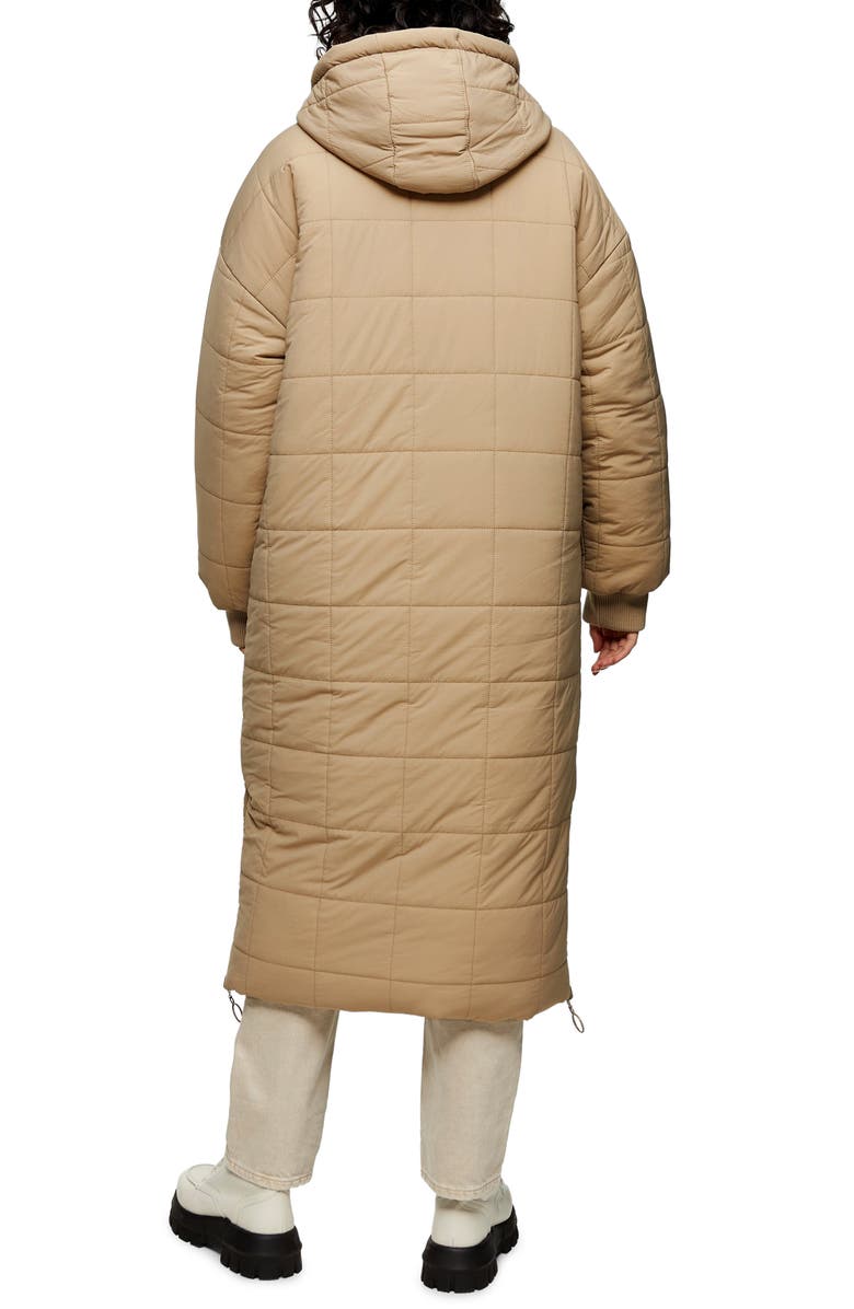 Topshop Pearl Padded Hooded Longline Coat, Alternate, color,