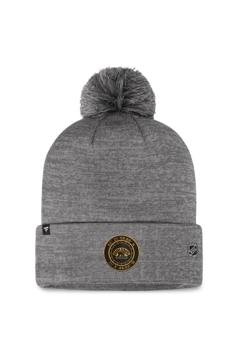 Men's Fanatics Branded  Gray Boston Bruins Authentic Pro Home Ice Cuffed Knit Hat with Pom, Alternate, color, Gray